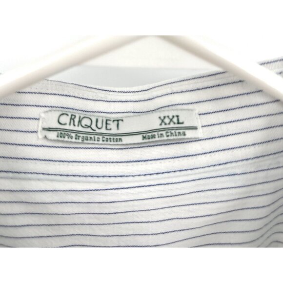 Criquet Mens XXL Blue White Striped Button Up Short Sleeve Shirt XXL - Picture 2 of 4